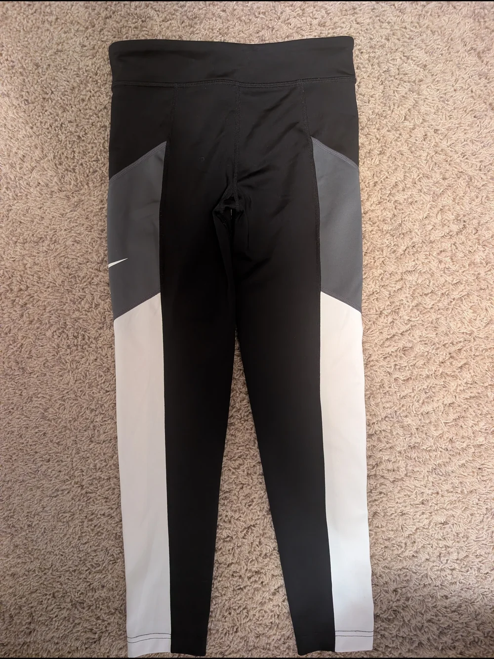 Nike Black Colorblock Leggings with Gray & White Panels